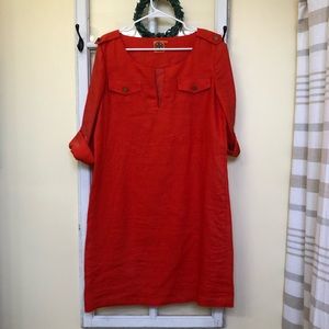 Orange Tory Burch Dress. Linen. Size 10.
